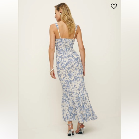 NWT Reformation Irisa Dress in Larkspur Lined w Lace - 6 - Picture 3 of 11